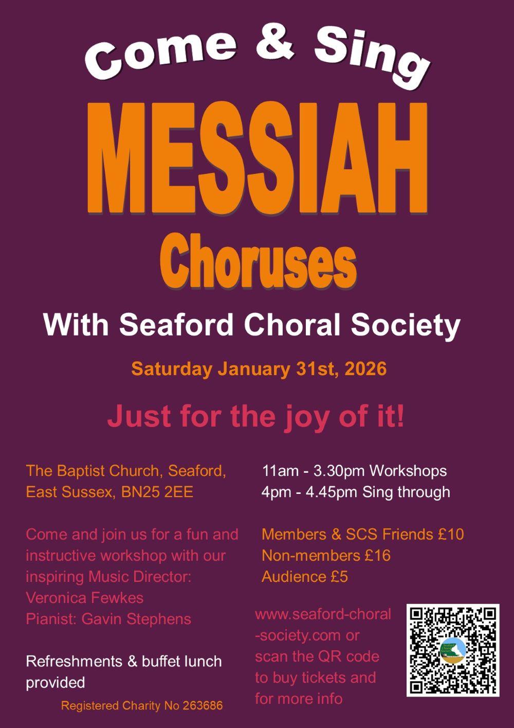Come and Sing Workshop Messiah Choruses January 2026